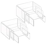 Milaloko Riser aus klarem Acryl, 2 Sets mit 3 Vitrinenregalen für Figuren, Buffets, Cupcakes und Schmuckständer, mit klebriger S