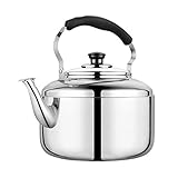 Teekessel Universal Edelstahl Pfeifkessel für Herd, Ergonomischer Griff Große Kapazität Geeignet für Home Kitchen Herdplatte (Color : Silver, Size : 5L) Wasserk