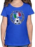 Fussball WM 2022 Fanartikel Kinder - Italy Flagge & Fußball Vintage - 128 (7/8 Jahre) - Royalblau - Statement - F131K - Mädchen Kinder T-S