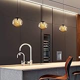 LED Hängeleuchte Esstisch Pendelleuchte Esszimmer Warmweiss Esstischleuchte Glas Pendellampe Höhenverstellbar 3 Flammig Moderne Kronleuchter Lampe für Arbeitszimmer, Wohnzimmer, Kü