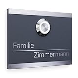 Klingelschild aus V2A Edelstahl mit Gravur von Graviers Design – Pulverbeschichtet in RAL 7016 – LED Klingeltaster – Türklingel – Made in Germany