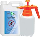 INSIGO 2L + 2L Sprüher Milben Spray, hochwirksames Milben Mittel auf Wasserbasis, hinterlässt keine Flecken, geruchlos, brennt nicht, ätzt nicht und ohne Treibgase, mit Schnell- und Langzeitwirkung