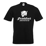 T-Shirt Frankfurt Harder Than The Rest schwarzes Herren Städte Fan Shirt Bedruckt mit Totenkopf Funshirt große Größen Übergrößen (SFU14-38a) L