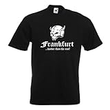 T-Shirt Frankfurt Harder Than The Rest schwarzes Herren Städte Fan Shirt Bedruckt mit Totenkopf Funshirt große Größen Übergrößen (SFU14-38a) L