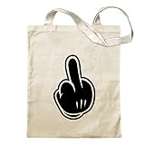 Kiwistar Mittelfinger - Fuck Fick Dich! Tragetasche Baumwolltasche Stoffbeutel Umhängetasche Langer Henk