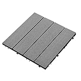 30x30cm WPC Terrassenfliese PE Matte Wetterfest,Kunststoff Bodenbelag, Drainage Klickfliesen Holz Boden für Terrassenfliesen Garten Balkon (Dark Grey)