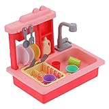 Küchenspüle Spielzeug für die Spülmaschine, sicheres und umweltfreundliches Spielzeug für die elektrische Spülmaschine Glatte Kanten für Eltern-Kind-Zeit für Eltern-Kind(Rosa)