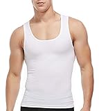 SLIMBELLE Herren Bauchweg Shirt Shapewear Figurformende Unterhemd Body Shaper Kompression Tank Top Slimming Weste Miederbody Unterwäsche für Männer in weiß o. schw