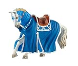 Bullyland 80769 - Spielfigur, Turnierpferd blau, Fantasy Sammelfigur, ca. 10 cm, ideal als Torten-Figur, detailgetreu, PVC-frei, tolles Geschenk für Kinder zum fantasievollen Sp