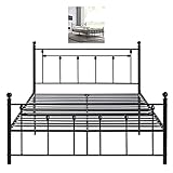 Robuste Metall Bettgestell Metallbett 140X200 cm auf Stahlrahmen Doppelbett Metall Rahmen Bett Mit Lattenrost für Kinderzimmer Metall Gästebett Kinderb