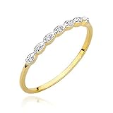 Damen-Goldring mit 0,04Ct Diamanten, 14 Karat Gold (585) | Goldring inklusive Box | Goldring für Frauen (Gelbgold, 46 (14.5))