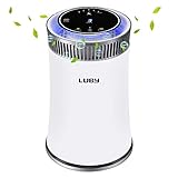 Luby Luftreiniger Air Purifier mit HEPA-Filter, 5 Geschwindigkeiten, 8H-Timer, Nachtlicht, Tragbarer Luftfilter für Staub, Raucher, Pollen, Hautschuppen, Heuschnupfen, Geruch, W