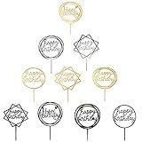 Cyleibe 10 Stück Happy Birthday Cake Topper Set, Acryl Glitter Cupcake Topper für Geburtstagspartys Dekoration, Tortenstecker für Geburtstagsdeko für Mädchen, Kinder, Hochzeit, M