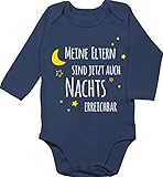 Shirtracer Statement Sprüche Baby - Meine Eltern sind jetzt auch Nachts erreichbar - 3/6 Monate - Navy Blau - Strampler Baby lustig - BZ30 - Baby Body Lang