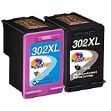 Clorisun 302 Druckerpatronen für HP 302 302 XL Schwarz Farbe Multipack für HP Officejet 3830 3831 3832 3833 Deskjet 1110 2130 2134 3630 3632 3634 5230 5220 Envy 4520 4521 4522 4523 4524(2er Pack)