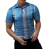 Herren Polo Shirts Leicht Classic Sport Golf Shirts Polo Hemd Herren Basic Klassisch Tops Polohemd Herren Streifen Casual Tee Tops IFOUNDYOU Poloshirt Herren Stehkragen Kurzarm T Shirt mit Knöp