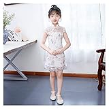 Hanfu Sommerkleid für Mädchen, chinesischer Stil, Cheongsam, schmal, Prinzessin, Cheongsam-Kleid (Farbe: Stil A, Größe: 130 cm)