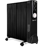 KESSER® Ölradiator - Elektrische Heizung mit 13 Rippen 2500W Öl Radiator Elektroheizung Mobil Timer Lüfter Abschaltautomatik stufenlose Temperaturregelung Überhitzungsschutz Black