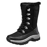 Caixunkun Women's Winter Boots Warm Lined Short Shaft Snow Boots Winter Non-Slip Boots Flat Boots Shoes Outdoor Lightweight Ankle Boots Zip Snow S