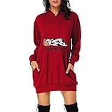 TWIOIOVE Pulloverkleid Damen Sexy Kapuzenpullover Lässig Weihnachten Druck Cocktailkleid Weihnachtskleid Weich Atmungsaktiv Slim Fit Weihnachts Kostü