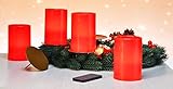 55066 4er Set, rot Flammenlose LED Adventskerzen mit FB