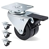 Wzone 4 Stk 50mm Möbelrollen Klein Rollen für Möbel Lenkrollen Möbelrollen mit bremse Schwerlastrollen Transportrollen Doppelrollen Laufrollen Räder für Möb