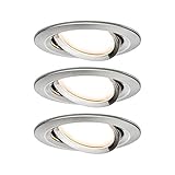 Paulmann 93878 LED Einbauleuchte Premium Set Coin Slim dimmbar rund schwenkbar LED 3x6,8W 2700K 230V 51mm Eisen gebürstet Spot Einb