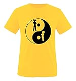 Comedy Shirts - Yin Yang Dragonball - Mädchen T-Shirt - Gelb/Schwarz Gr. 110-116