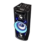 auna Ultra Sonic Pulse V6-40 , Party Lautsprecher , 5,5' Tieftöner , 2 x 1,7' Hoch- / Mittel-Töner , 160 W Musikleistung , Bluetooth , 2 x MP3-fähiger USB-Port , AUX , UKW , Mikrofon , Akku , schw