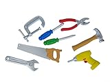 Miniblings 7X BAU Werkzeug Set Figur Werkstatt Handwerker Hammer Zange Säg
