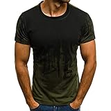 LOPILY Herren Gym Sportshirt Tops Männer Mode Kurzarm Sport Gym Muskelshirt Tees Shirt Slim Fit Drucken Kurzarmshirt Top Bluse Muskel Sexy Fitness Training Tee Tops (Armeegrün,3XL)
