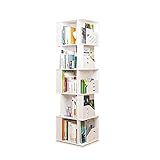 YANYAN Bücherregal, 5 Etagen, kreatives Bücherregal aus Holz, Kunststoff, 360 Grad drehbar, einfaches Eck-Bücherregal, Organizer, Heimregale, Leseständer (Farbe: Weiß)