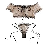 hmtitt Niedliche trägerlose Röhrenoberteil sexy Dessous Schleifen BH und Panty Set Lolita Schulmädchen Unterwäsche Kawaii Anime Dessous für F