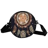 Runde Crossbody-Tasche kleine Handtasche Damen Mode Schultertaschen Messenger Bag Canvas Tasche Hüfttasche Zubehör für Frauen – Indianer Traumfänger M