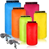 6 Stücke Dry Bag wasserdichte Beutel Wasserfeste Tasche Seesack Wasserdicht Packsack Set Leichte Luftdichte Kombi Set mit 20 L 15 L 10 L 8 L 5 L 3 L Säcken und Lange Verstellbare S