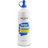 Meyco weißer Bastelkleber 500 g - trocknet transparent - ohne Lösungsmittel - für Textil, Holz, Filz, Papier - Universalkleber mit Dosiersp