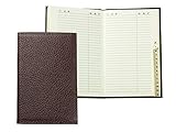 DELMON VARONE - Personalisierbares Adressbuch DIN A7 gebunden mit A-Z Register Soft Grain Premium Leder braun, Mini Echtleder Telefonbuch im Hardcover Einband & alphabetischem Telefonregister k