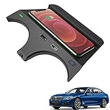 Paobiy Geeignet für BMW 5er-Serie 2017 2018 2019 2020 2021 Auto Wireless Charger Mittelkonsole Zubehör Panel, 10W Qi Schnellladegerät Pad mit 18W QC3.0 USB für iPhone 8/11/Pro/X/XR Samsung