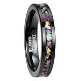 Vakki Unisex Wolfram Karbid Ring Opal Inlay 4mm Komfort Fit Größe 53