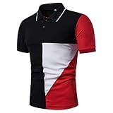 CICIYONER Poloshirts Herren Sommer Tshirts Slim Fit Turn-down-Kragen Button Patchwork Kurzarmbluse Schwarz Rot Grün Blau Gelb M L XL XXL XXXL