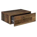 CARO-Möbel Wandregal Anne hängende Nachtkommode Wandboard Nachttisch mit 1 Schublade schwebend, grifflos, in OldStyle Vintage Optik