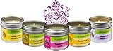 MASSAGE SPAR-SET 5 vegane Natur Massagekerzen von GREENDOOR 500ml, BIO Sojawachs und BIO Öle, natürlich ohne Tierversuche, warmes Massage-Öl Naturkosmetik Massagen, Geschenke Geschenk-S