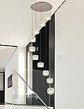 QTQZ Multi Lights Wendeltreppe Kronleuchter Glaskugeln Bar Restaurant Kreative Persönlichkeit Veranda Gang Lichter Einfache Moderne Pendelleuchte Lange Kronleuchter (Color : Warm Light-10 Balls)