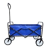 Faltbarer Bollerwagen, tragbarer Strandwagen Außenwagen Faltwagen,Trolley Outdoor Folding Wagon Gartenanhänger Transportwagen für Alle Gelände Geeignet (Blau)
