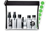 TWIVEE - Kulturbeutel transparent mit Reiseflaschen-Set - 1 Liter - Reiseset - Unisex - Travel Set transparent - Handgepäck Flüssigk
