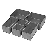 SONGMICS Aufbewahrungsbox für Schublade, 6er Set, Unterwäsche-Organizer, Schubladen-Organizer, Faltbare Stoffbox für Socken, Unterwäsche, BHS, Krawatten und Schals, grau RDZ06G