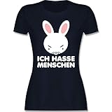 Anime Merch Manga Deko - Ich Hasse Menschen - weiß - S - Navy Blau - Anime Shirt Damen - L191 - Tailliertes Tshirt für Damen und Frauen T-S