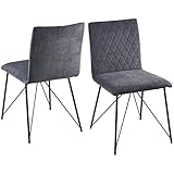 HeYork 2er Set Esszimmerstühle Grau Wohnzimmerstuhl Polsterstuhl Dinerstuhl Bürostühle Vierfußstuhl für Esszimmer Wohnzimmer Büro Retro Design Küchenstuhl mit Rückenlehne 2X Lehnstuhl G