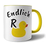 PHRASE 1 by FotoPremio Tasse mit Spruch - Endlich Rente | Tasse lustige Sprüche | Geschenkidee für Freunde, Oma, Opa oder Lieblingskollegen I Geschenkideen für die R