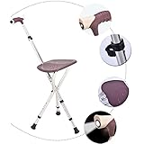 YRBDSA Spazierstock Mit Sitz Klappsitz Cane Für Behinderte Senioren/Aluminiumlegierung Höhe Verstellbar, 5 Gang Einstellung/Statische Belastung 150Kg, Mit LED-L